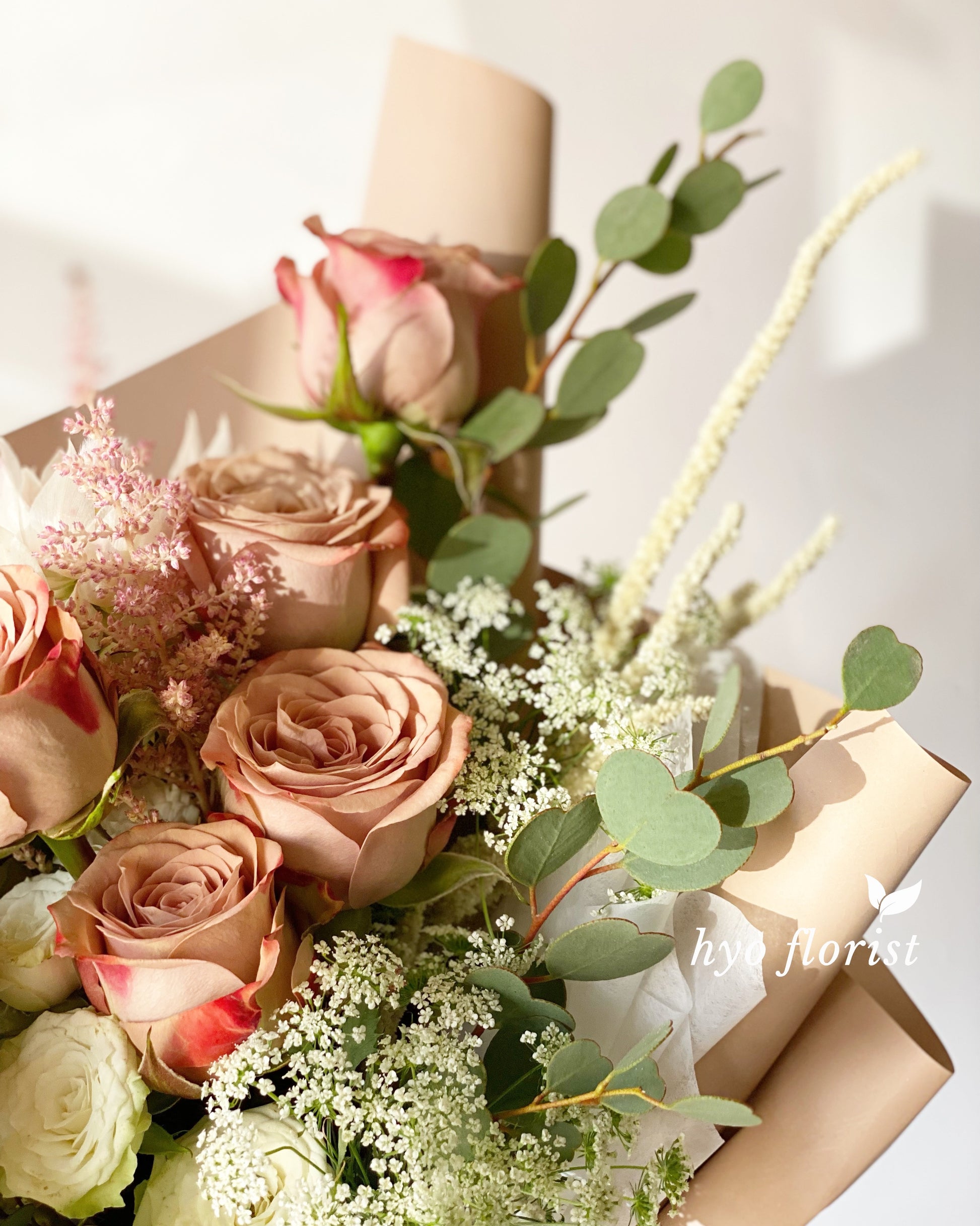 Cappuccino rose bouquet – hyo florist